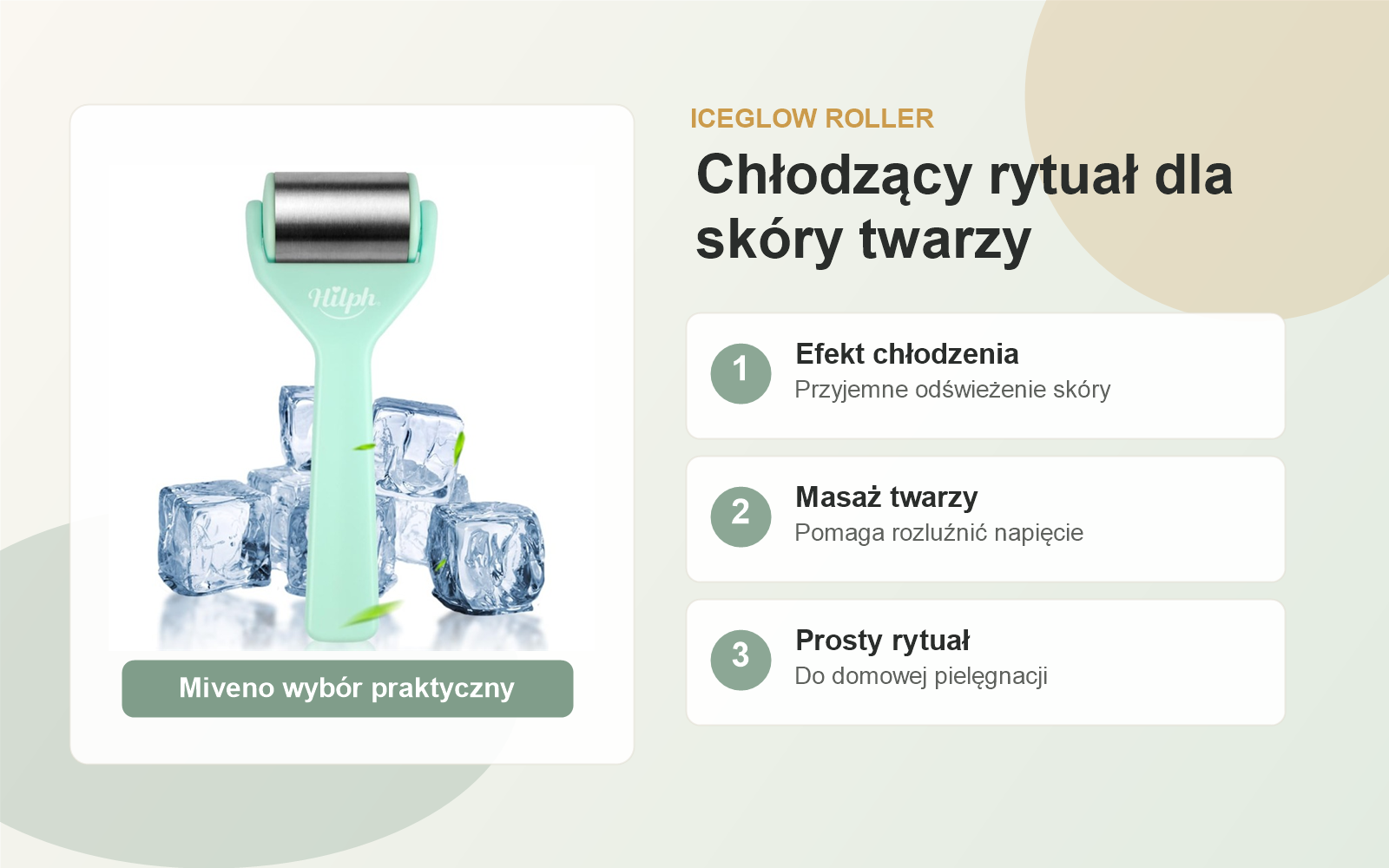 IceGlow Roller — chłodzący roller do twarzy — 3 praktyczne korzyści produktu