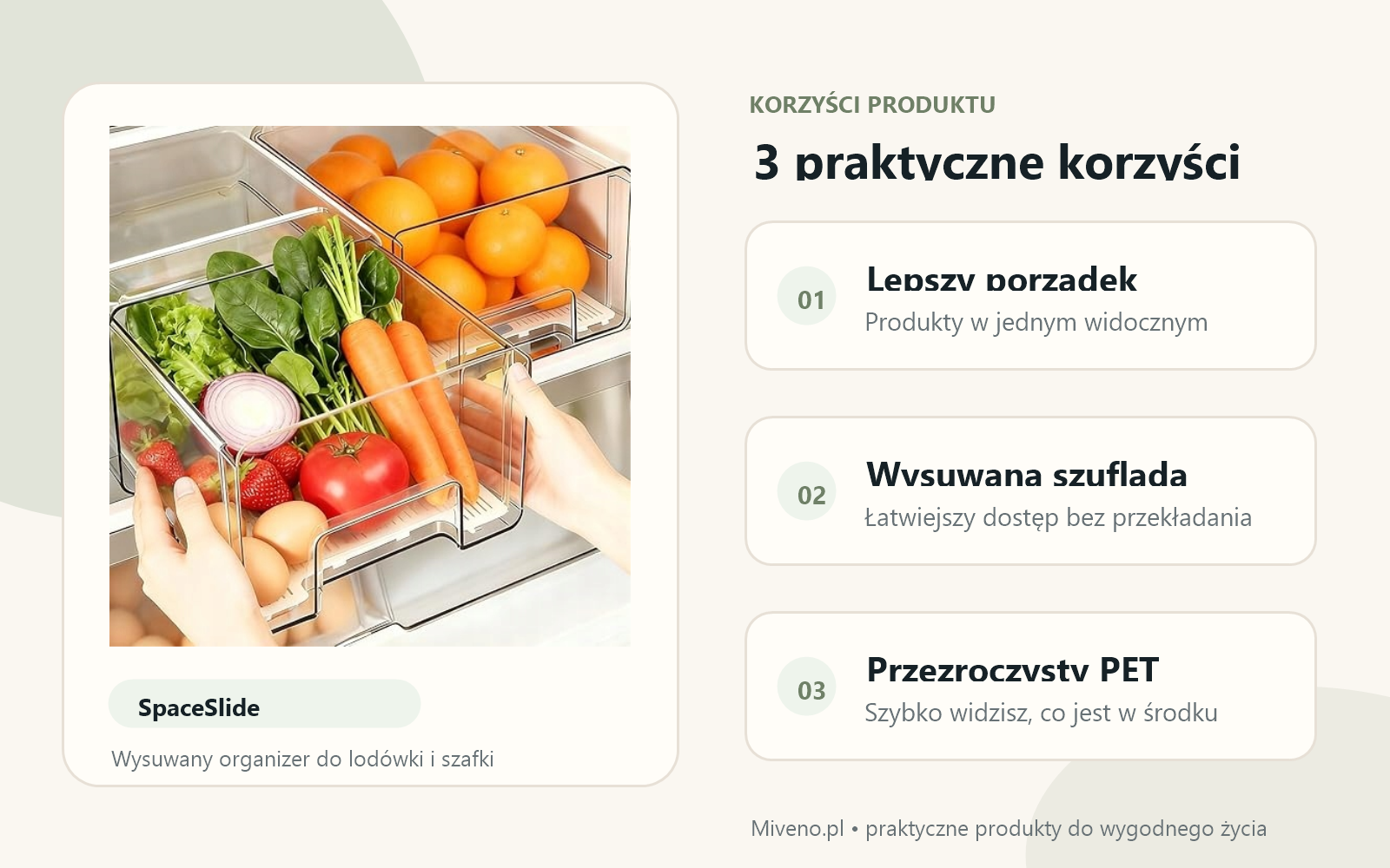 SpaceSlide — wysuwany organizer do lodówki i szafki — 3 praktyczne korzyści produktu