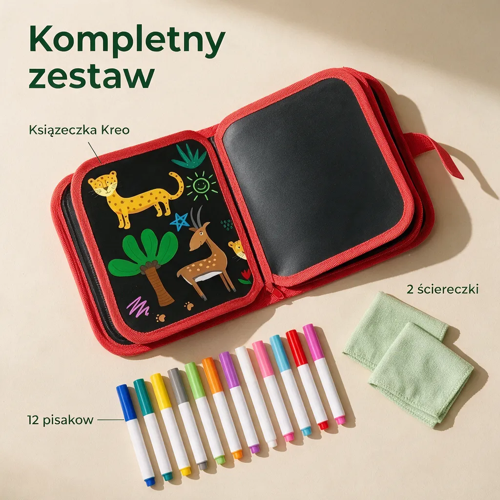 Kreo ‐ zmazywalna książeczka do rysowania (12 pisaków gratis) - obrazek 2