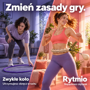 Ilustracja AI: porównanie klasycznej obręczy i Rytmio z ciężarkiem
